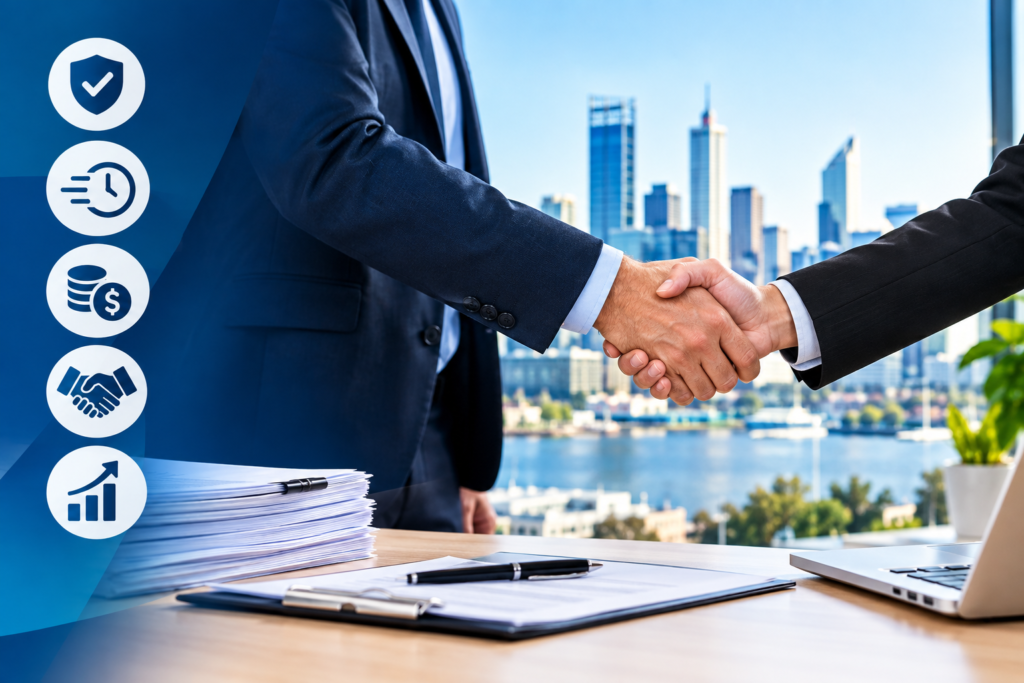 Professional business meeting representing trusted commercial debt recovery and financial collection services for businesses.
